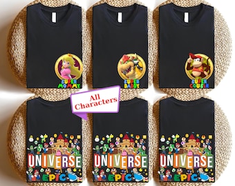 Personalized Epic Universe Family Shirts 2026, Super Mario Game Character Tee, Custom Family Matching Tee, Kids Group Tee, Family Trip Shirt
