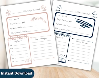 First Day of Homeschool Interview Printable, First Day of Homeschool Poster, All About Me, Homeschool Planner Printable, Instant Download