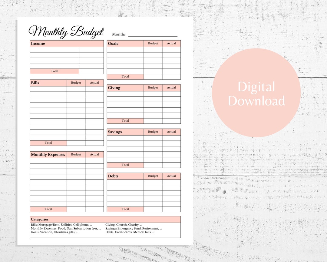 Budget Binder Printable, Monthly Budget Printable, Monthly Budget ...
