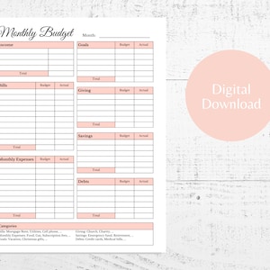 Budget Binder Printable, Monthly Budget Printable, Monthly Budget Planner, Instant Digital Download