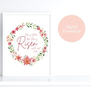 He is Risen Printable Wall Art, Easter Printable Wall Art