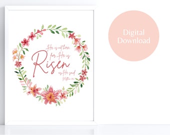 He is Risen Printable Wall Art, Easter Printable Wall Art