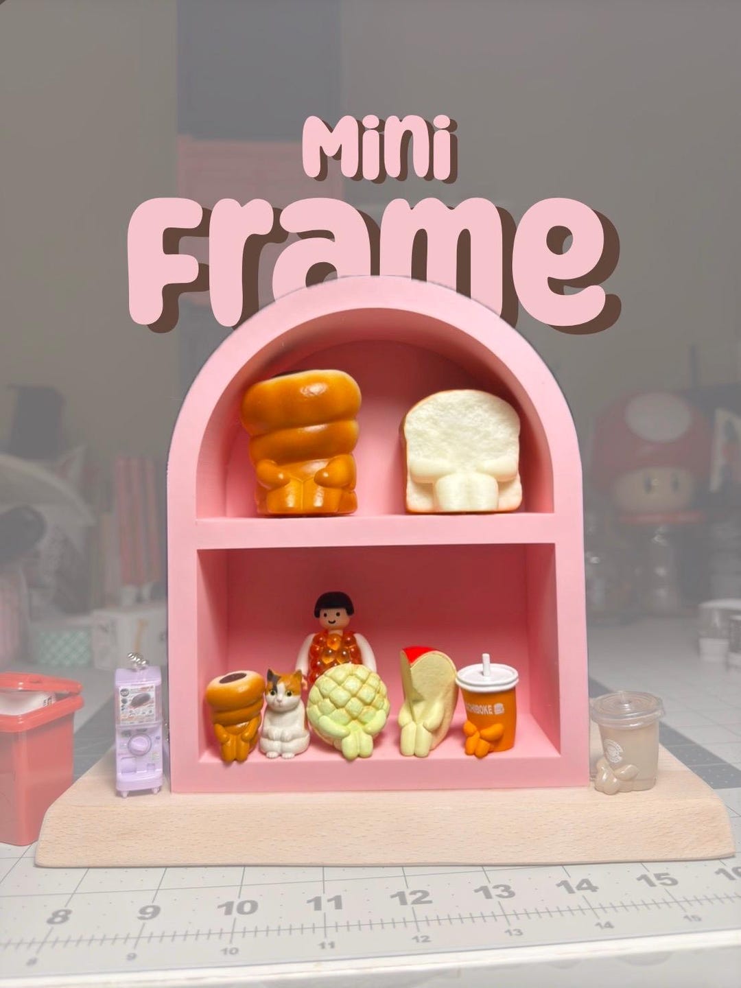 Mini Display Shelf for Gashapon, Calico Critters, Sylvanian Families - Matte Pink Small Shelf ...