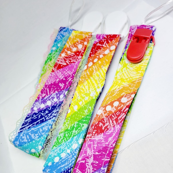 Littlespace/Age Regression ADULT Pacifier Clips--Rainbow Dots