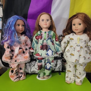 18 Inch Doll Flannel Pajamas with Lace