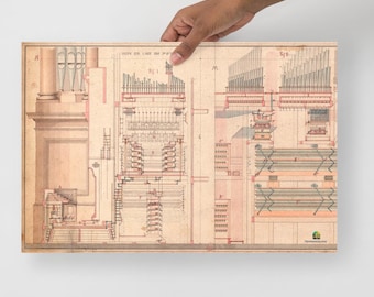Cavaillé-Coll Blueprint Poster – Saint-Sulpice Pipe Organ Wall Art for Organists & Music Lovers