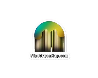 Bubble-Free Music Lover Sticker with PipeOrganMap Logo