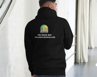 Organist Hoodie – PipeOrganMap Logo Sweatshirt for Classical Music Lovers