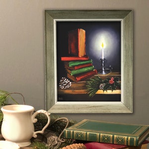 PRINTABLE ART - Instantly download, print and frame this original oil painting artwork, Readers Home Library