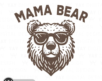 Mamma orsa con occhiali da sole SVG, regalo per la mamma (download digitale)