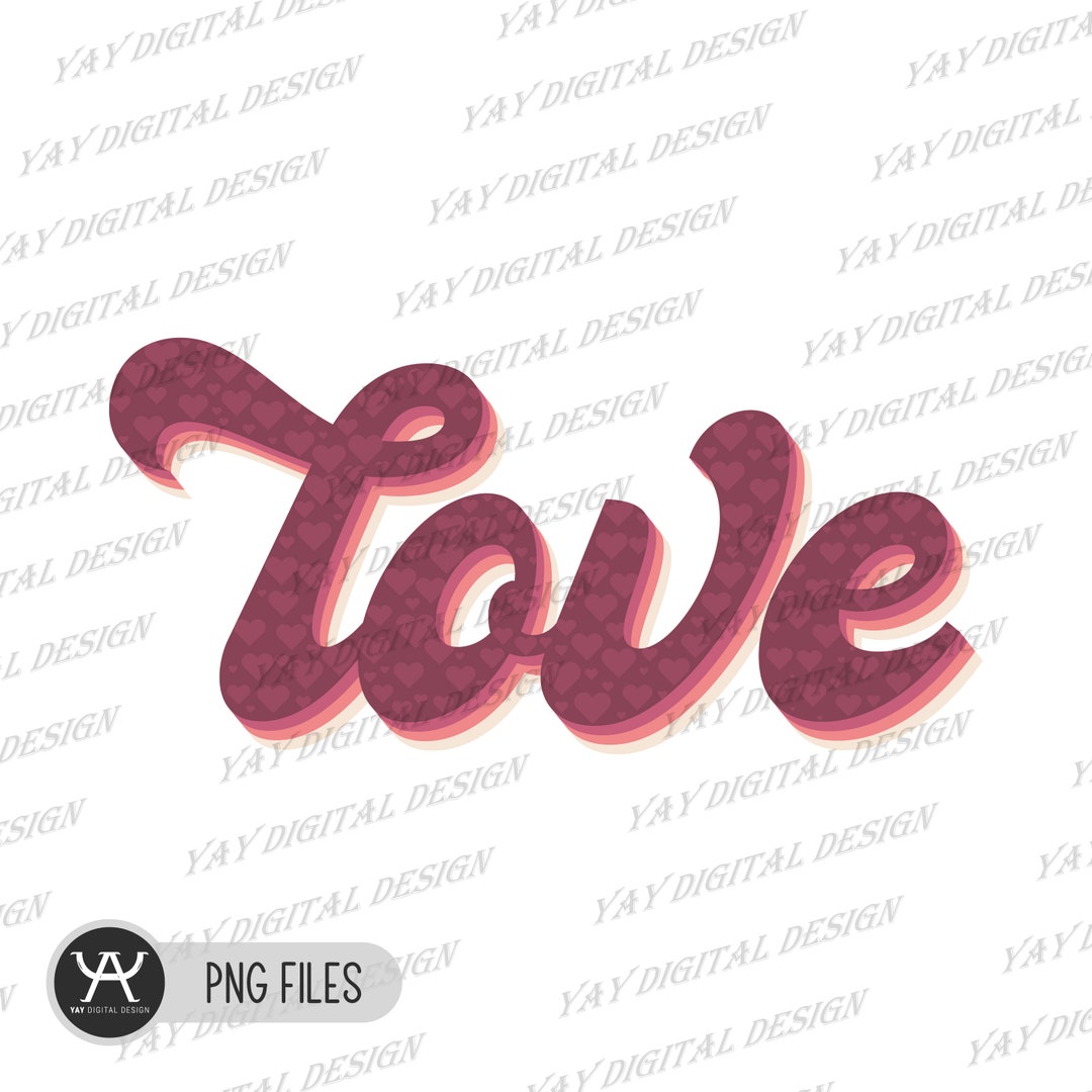 Love Retro Png Sublimation Design Digital Heart Png File - Etsy