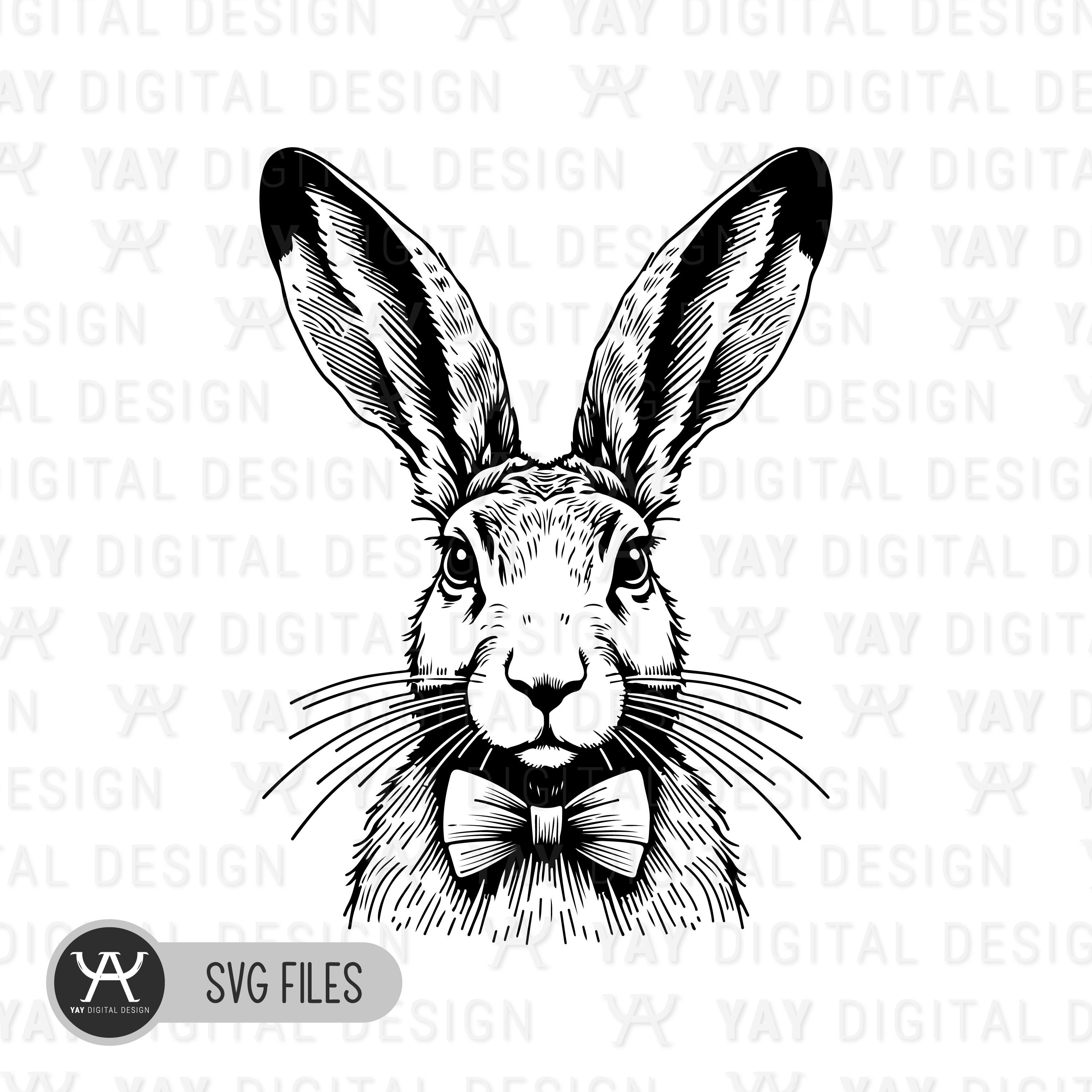 Easter Sketch Line Rabbit Svg, Rabbit Svg, Easter Rabbit Svg