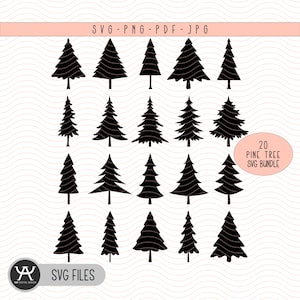 Pine Tree Silhouette Svg Bundle, Christmas Svg, Christmas Tree Svg, Christmas Clipart, Christmas Tree Png, Sublimation Design, Digital File