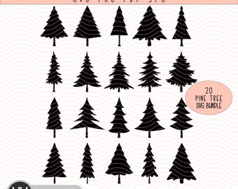 Paquete SVG de silueta de pino: Clipart navideño (archivo digital)