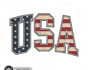 Retro USA PNG: Grunge Patriotic Shirt Design (Digital Download)