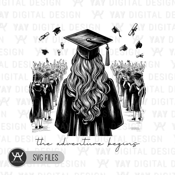 Graduation SVG: the Adventure Begins, Graduate PNG (digital Files