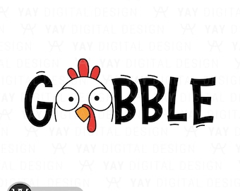 Funny Turkey Face Gobble SVG, Thanksgiving PNG (Digital Download)