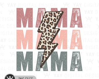 Leopard Mama PNG-Bundle: Trendiges Sublimationsdesign (Digitaler Download)