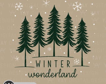 Winter Wonderland SVG PNG: Christmas Trees Clipart (Digital Download)