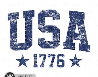 Vintage Usa 1776 Png, Distressed Fourth Of July Sublimation, Independence Day Digital File