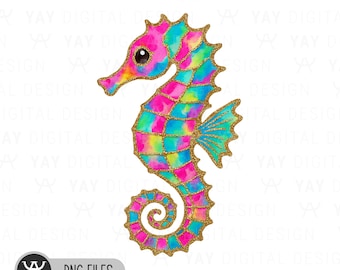 Colorful Seahorse PNG, Beach Sublimation Design (Digital Download)