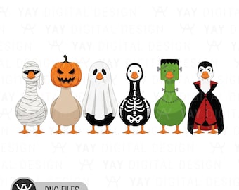 Halloween Goose Costume PNG, Mummy Vampire Goose Sublimation, Bird Digital Download