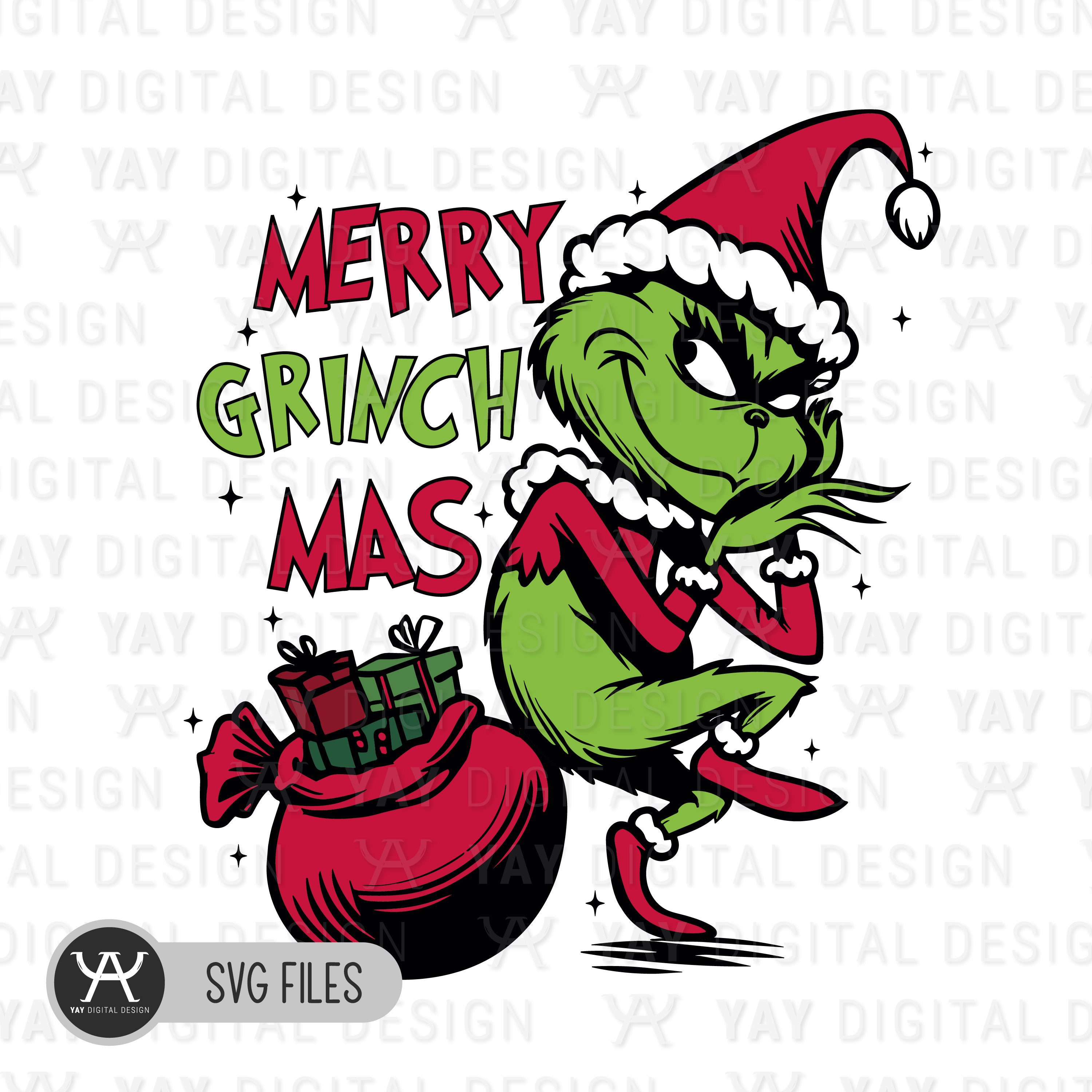 Merry Grinchmas Svg, Grinch Stealing Christmas Gifts, Funny Christmas ...
