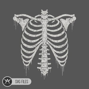 Skeleton Rib Cage Graphic Svg, Grunge Skeleton Svg, Vintage Rib Cage Svg, Retro Skeleton Gothic Svg, Horror Svg, 90s Dark Art Horror Svg