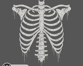 Grunge Skeleton Rib Cage Svg: Retro Gothic Horror Art (Digital Download)