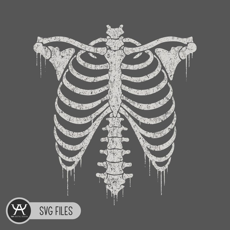 Grunge Skeleton Rib Cage Svg: Retro Gothic Horror Art (digital Download ...