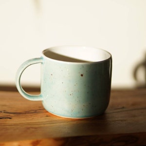 Handmade stoneware mug ceramic mug medium handmade mug pottery mug stoneware mug tea cup coffee mug pink turquoise image 8