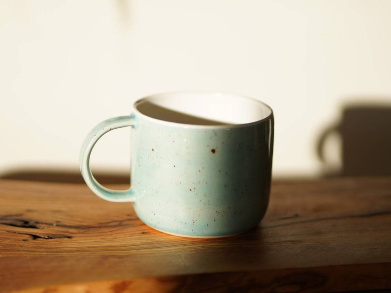 Handmade stoneware mug ceramic mug medium handmade mug pottery mug stoneware mug tea cup coffee mug pink turquoise image 8