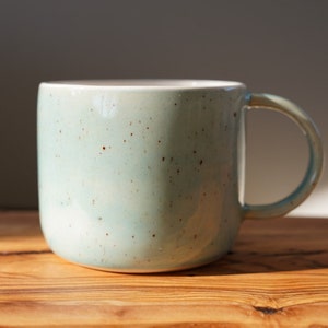 Handmade stoneware mug ceramic mug medium handmade mug pottery mug stoneware mug tea cup coffee mug pink turquoise image 5