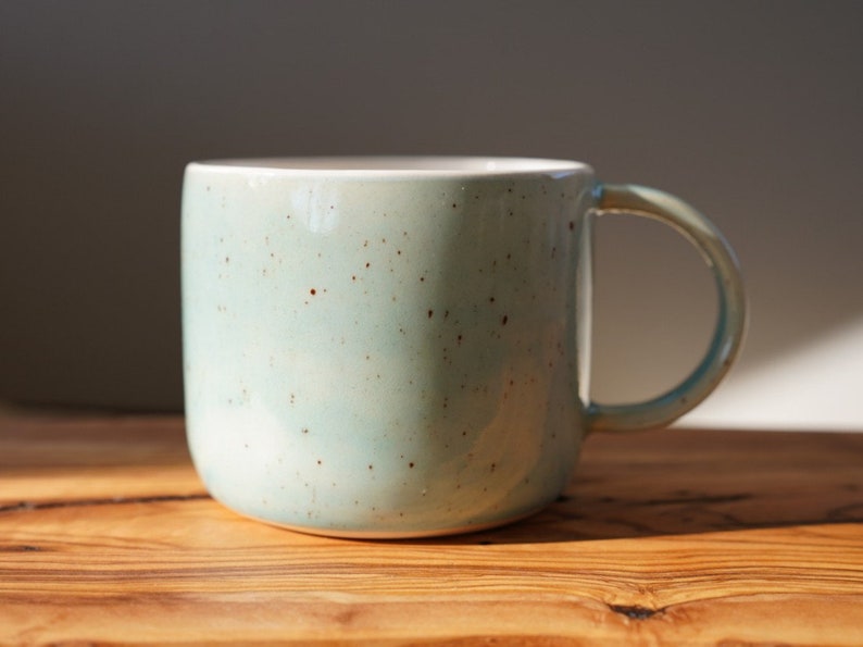 Handmade stoneware mug ceramic mug medium handmade mug pottery mug stoneware mug tea cup coffee mug pink turquoise image 5