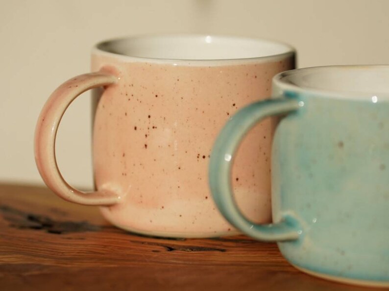 Handmade stoneware mug ceramic mug medium handmade mug pottery mug stoneware mug tea cup coffee mug pink turquoise image 7