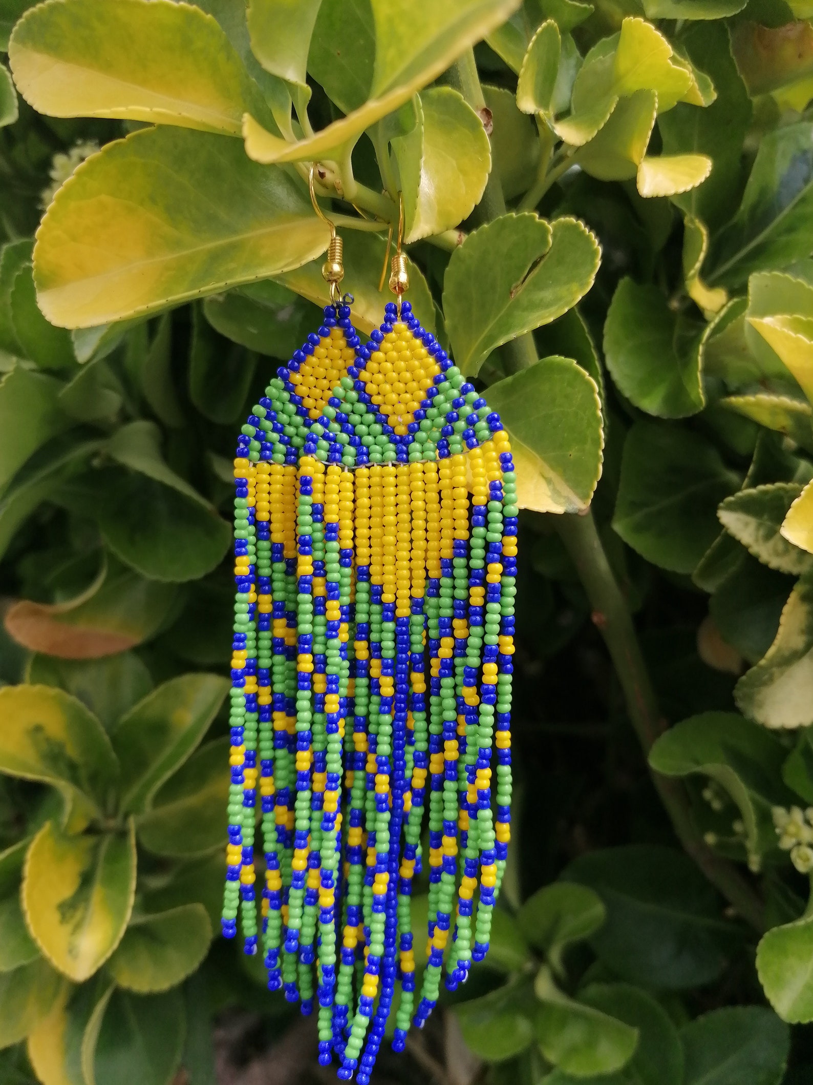 Beaded Green Cross Earrings - Free Range and Feral main image 0