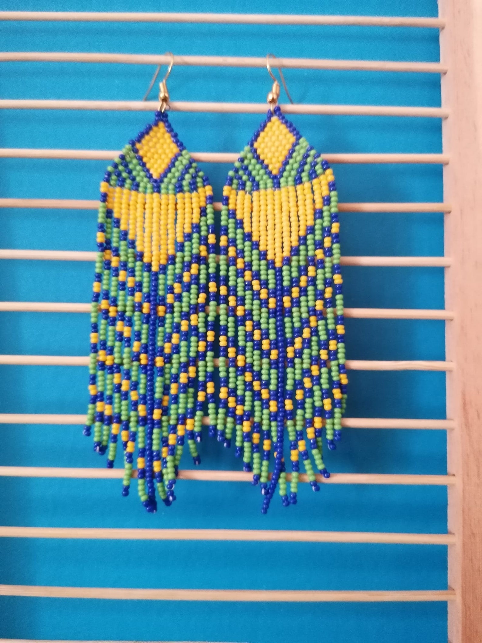 Beaded Green Cross Earrings - Free Range and Feral main image 1