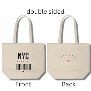 New York Tragetasche | Doppelseitige Einkaufstasche | New York Geschenkidee | New York Souvenir | NYC Geschenk | Große Canvas Tasche | IATA-Flughafencode | NYC Tasche