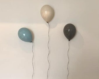 Set of 3 Small Ceramic Balloon Sculptures, Eclectic Wall Art, Pop Art Sculptures, Interior Design, Fine Art Pottery - Choose Your Colors