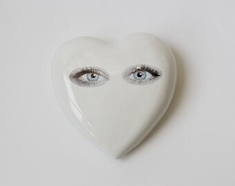 Keramische hartmuursculptuur, Good Eye Art-decor, hangend aardewerk, hedendaagse beeldende kunst