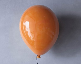 Unique Sculpture, Ceramic Sculpture, Light Orange Balloon Wall Sculpture, Pop Art Sculpture, Nursery Wall Art, Unique Wall Hanging