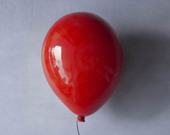 Balloon Sculpture, Red Ceramic Balloon, Pop Art Wall Hanging, Ceiling Installation,  Contemporary 3D Statement Wall Decor, Modern Interior