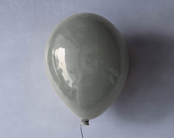 Glossy Grey Ceramic Balloon Sculpture Wall Hanging