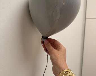 Earthy Grey Ceramic Balloon Sculpture, Modern Wall Art, Handmade Gray Clay Decor