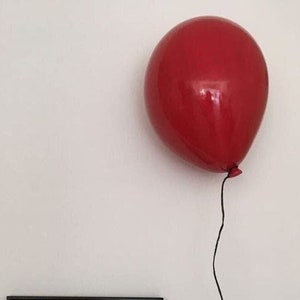 Unique Wall Sculpture, Red Ceramic Balloon Hanging, Pottery Balloon Art, Ceramic Wall Art Sculpture, Playful Home Decor, Eclectic Home