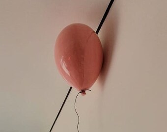 Ceramic Wall Hanging, Glossy Ballet Pink Ceramic Balloon, Wall Art Sculpture, Playful Wall Art Hanging, Creative Home Decor, Pottery Gifts