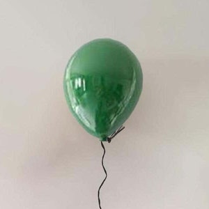 Forest Green Ceramic Balloon Wall Art, Wall Sculpture, Interior Design, Modern Pop Art Sculpture, Living Room Decor, Christmas Gift Ideas