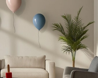 2 Big ceramic Balloon sculptures - Ballet Pink & Blue Dawn