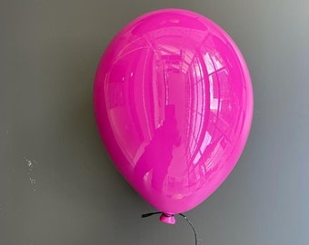 Pop Art Wall Art, Magenta Ceramic Sculpture Balloon, Eclectic Decor, Playful Art for Home, Interior Designer, 3D Pottery Wall Decor