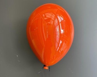 Orange Ceramic Balloon Wall Art, Wall Sculpture, Interior Design, Pottery Wall Decor, Unique Wall Hanging, Modern Pop Art Sculpture